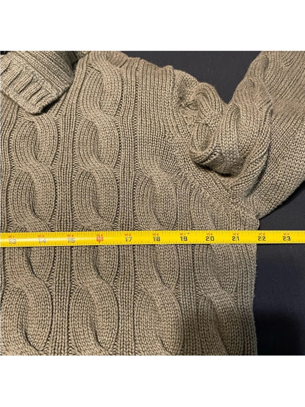 Polo Jeans Company Sweater Mens XL Olive Green Cable Knit Cardigan Button Front - Picture 2 of 7